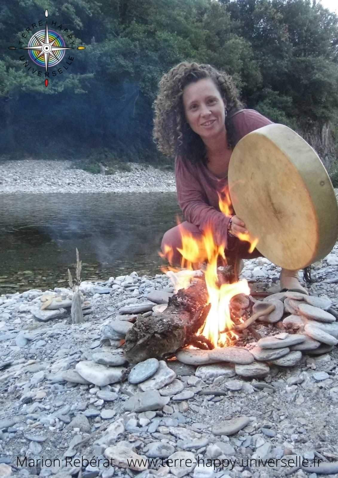 Marion Rebérat et son tambour chamanique