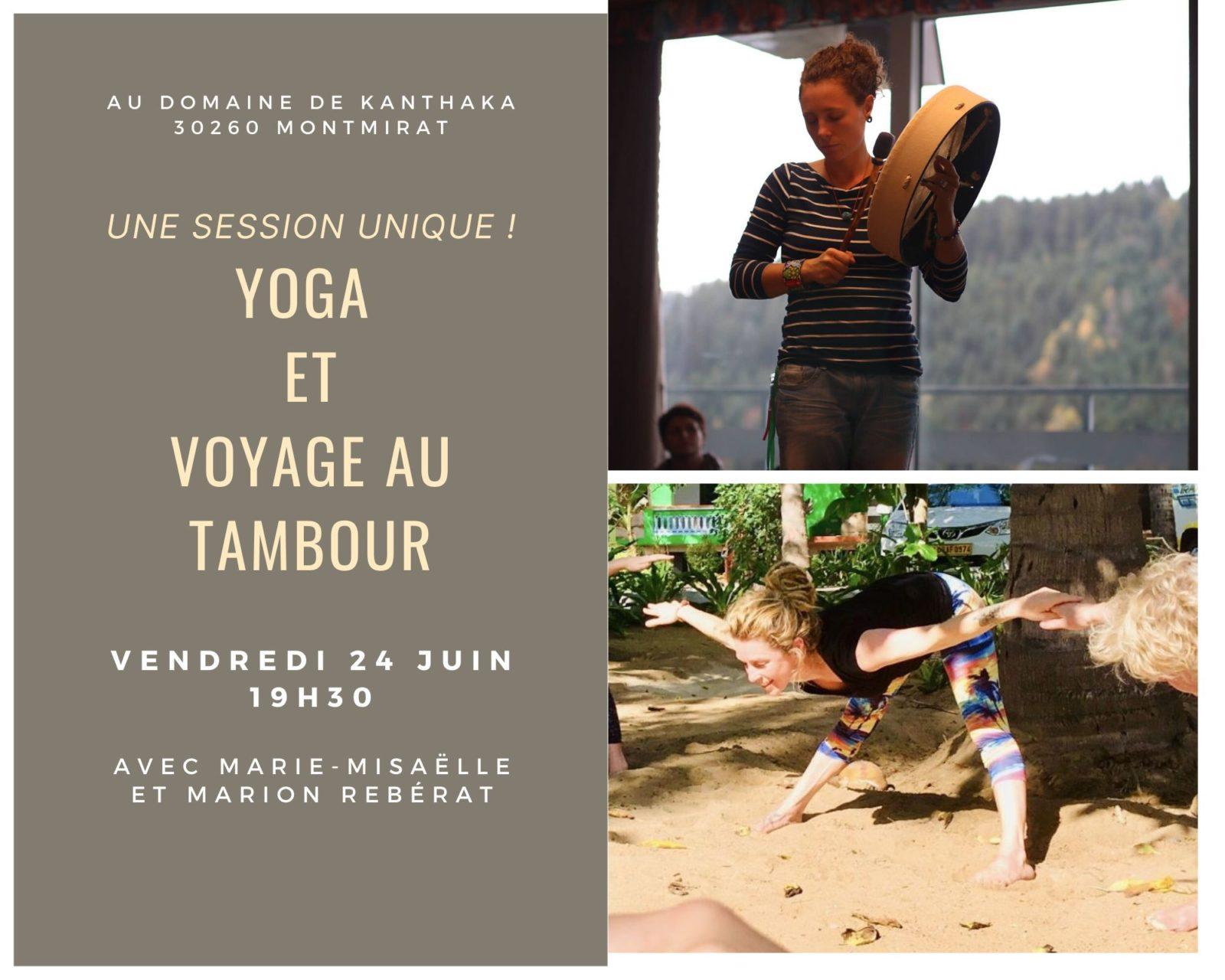 MARION ET MARIE YOGA Marion Rebérat et son tambour sous la yourte